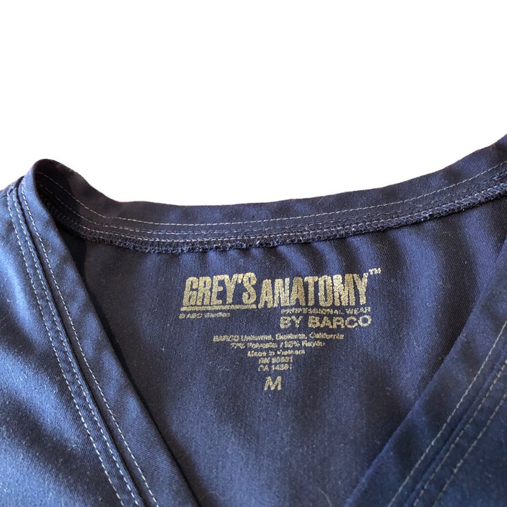 Nurse's Scrub Top Dark Blue Grey's Anatomy Barco 3 Pocket V Neck Size M - Picture 4 of 11